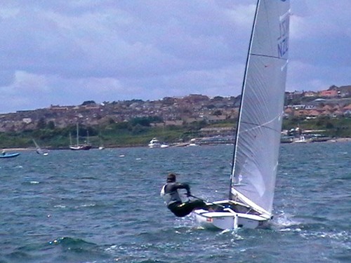 Dan Slater sailing upwind on one of the lighter days at Weymouth 2011 © Dan Slater